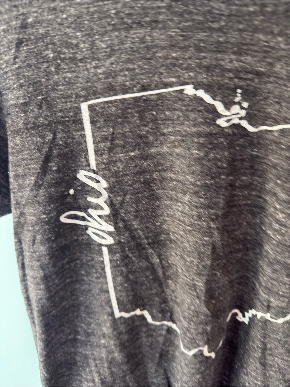 State of Mine Women's Ohio Outline Tee - Charcoal with White Graphic - Picture 2 of 9